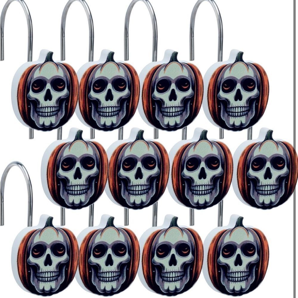 Halloween Shower Curtain Hooks- Set of 12, Perfect for Bathroom